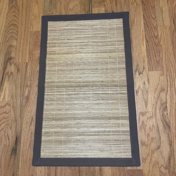 Rug Bamboo 33 x 21 Brown Edge Trim Fabric Backing - Picture 1 of 6